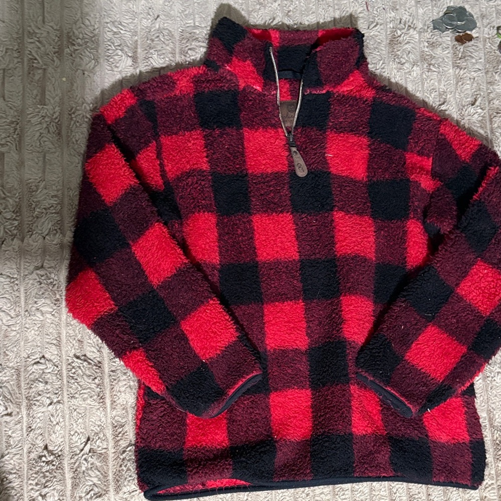 Cozy Red and Black Checkered Kids Jacket